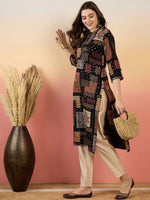 Thumbnail for Anouk Ethnic Motifs Printed Beads And Stones Mandarin Collar A-Line Kurta