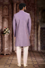 Thumbnail for Raivat Ethnic Art Silk Embroidery Work Sherwani In Lavender Colour
