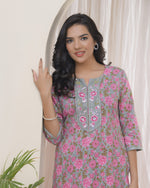 Thumbnail for Vaasva Women Grey Cotton Printed Straight Kurti