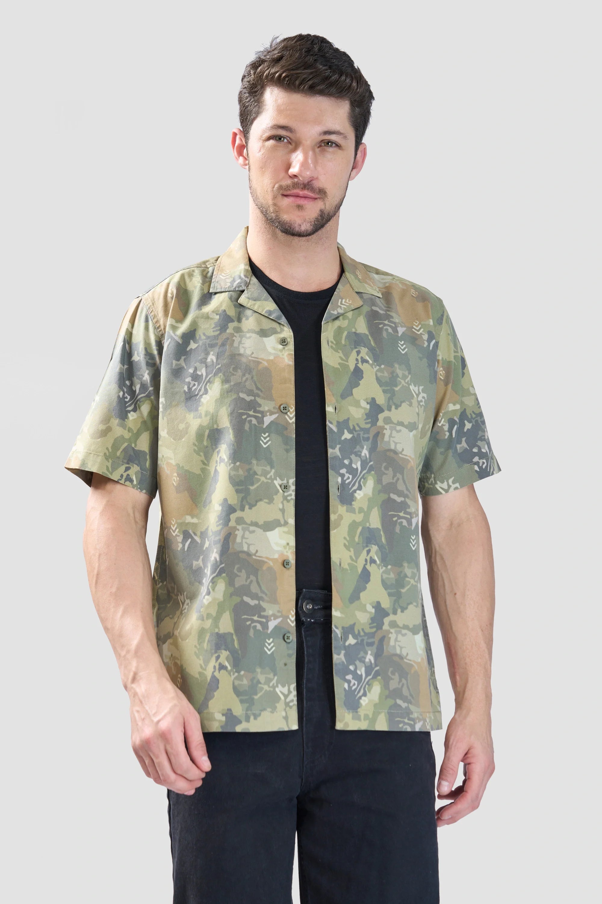 Xkind Olive Abstract Printed Relaxed Fit Shirt - Distacart
