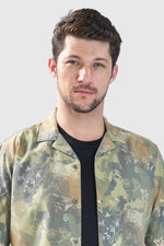 Thumbnail for Xkind Olive Abstract Printed Relaxed Fit Shirt