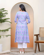 Thumbnail for Vaasva Women Lavender Floral Cotton Printed Flare Kurti