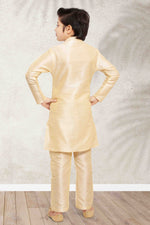 Thumbnail for Raivat Ethnic Art Banarasi Silk Kids Kurta Pajama In Gold Colour - Distacart