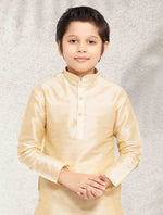 Thumbnail for Raivat Ethnic Art Banarasi Silk Kids Kurta Pajama In Gold Colour - Distacart