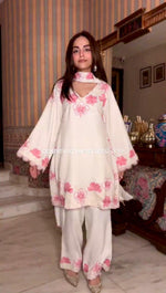 Thumbnail for Anaita White Silk Readymade Suit with Thread Embroidery Work - Dista