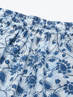 Thumbnail for TAG 7 Women White & Blue Printed Pure Cotton Flared Palazzos