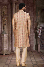 Thumbnail for Raivat Ethnic Art Silk Digital Print Sherwani In Beige Colour