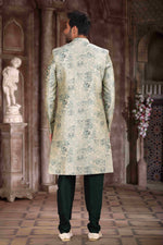 Thumbnail for Raivat Ethnic Art Silk Digital Print Sherwani In Light Green Colour