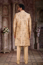 Thumbnail for Raivat Ethnic Art Silk Digital Print Sherwani In Peach Colour