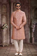 Thumbnail for Raivat Ethnic Art Silk Digital Print Sherwani In Pink Colour