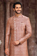 Thumbnail for Raivat Ethnic Art Silk Digital Print Sherwani In Onion Pink Colour