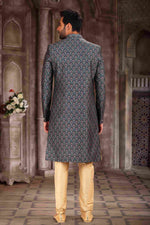 Thumbnail for Raivat Ethnic Art Silk Digital Print Sherwani In Green Colour