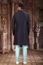 Thumbnail for Raivat Ethnic Art Silk Digital Print Sherwani In Blue Colour