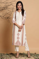 Thumbnail for Juniper Ivory Viscose Rayon Kurta - Distacart