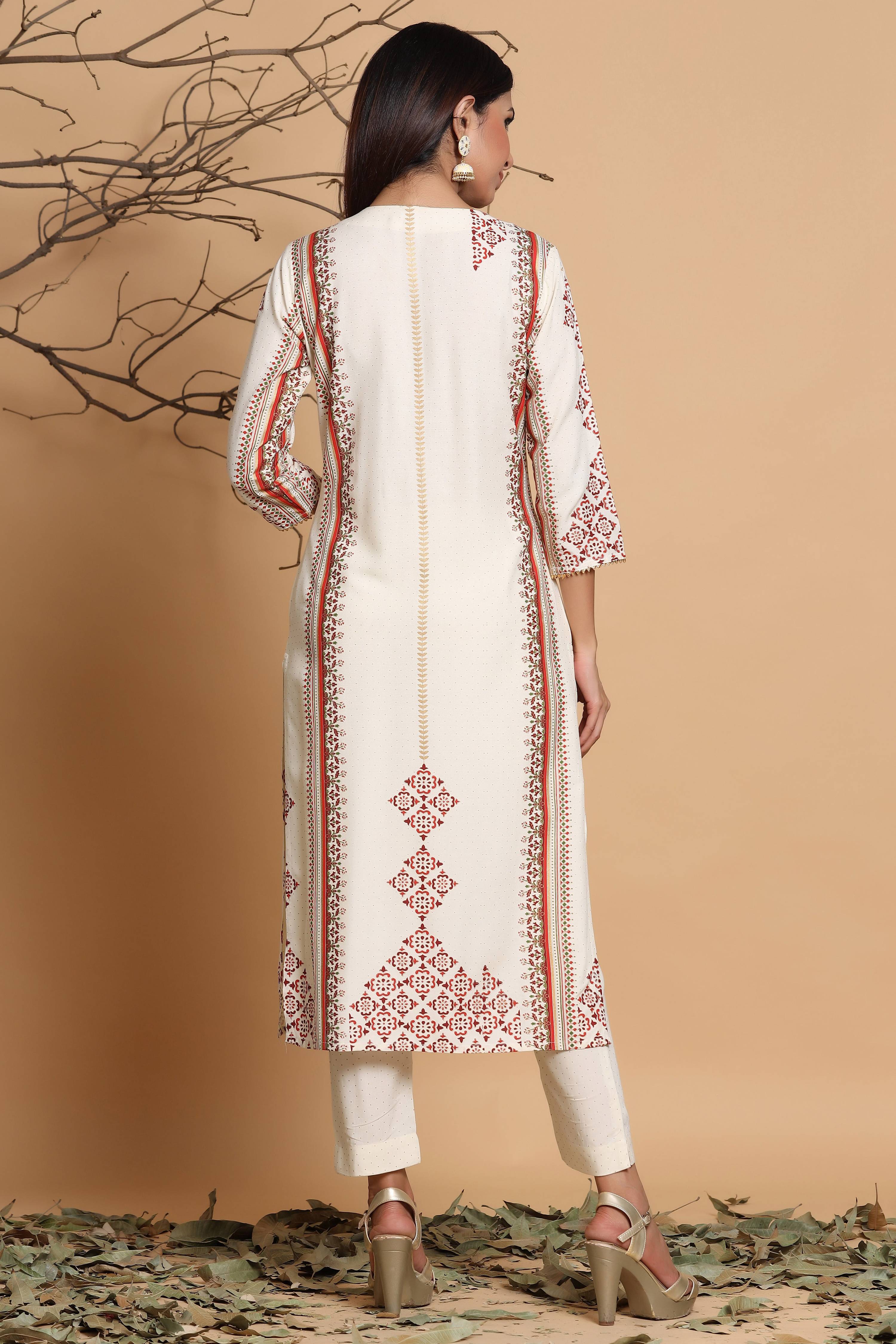 Juniper Ivory Viscose Rayon Kurta - Distacart
