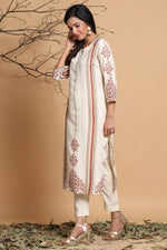 Thumbnail for Juniper Ivory Viscose Rayon Kurta - Distacart