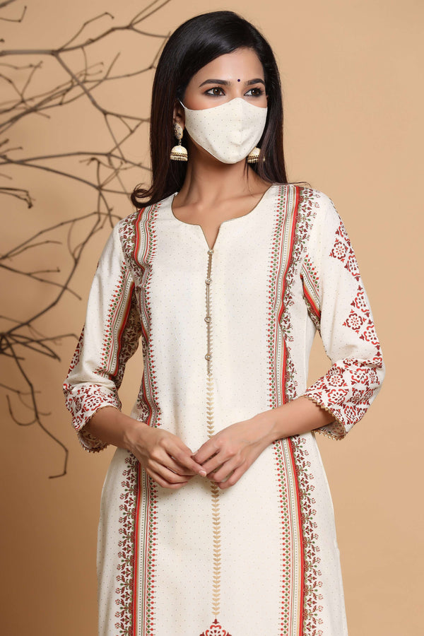 Juniper Ivory Viscose Rayon Kurta - Distacart