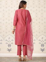 Thumbnail for Ode by House of Pataudi Floral Yoke Design Thread Work Kurta with Trousers & Dupatta - Distacart