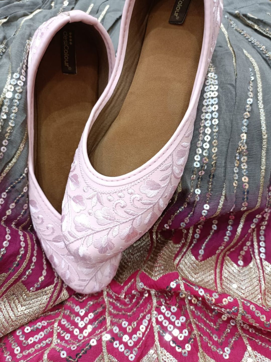 Desi Colour Women Indian Ethnic Footwear-Pink Heavy Work-LR - Distacart