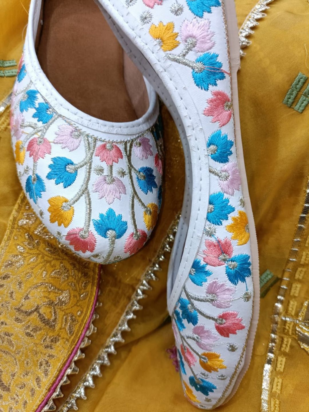 Desi Colour Women Indian Ethnic Footwear-Multi Heavy Work-LR - Distacart