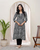Vaasva Black Floral Cotton Printed Gathered Kurti - Distacart