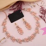 Thumbnail for Tehzeeb Creations Brass, Stone, Crystal, Stainless Steel Gold-Polished Pink Jewel Set - Distacart