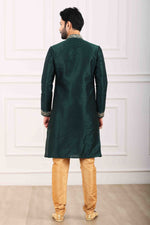 Thumbnail for Raivat Ethnic Art Banarasi Silk Thread Work Kurta Pajama In Green Colour