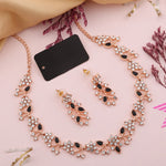 Thumbnail for Tehzeeb Creations Brass, Stone, Crystal, Stainless Steel Gold-Polished Black Jewel Set - Distacart