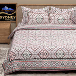Thumbnail for Pink Ethnic Motifs Cotton 200TC King Bedsheet With 2 Zipper Pillow Covers - King Size by House of Ree - Distacart