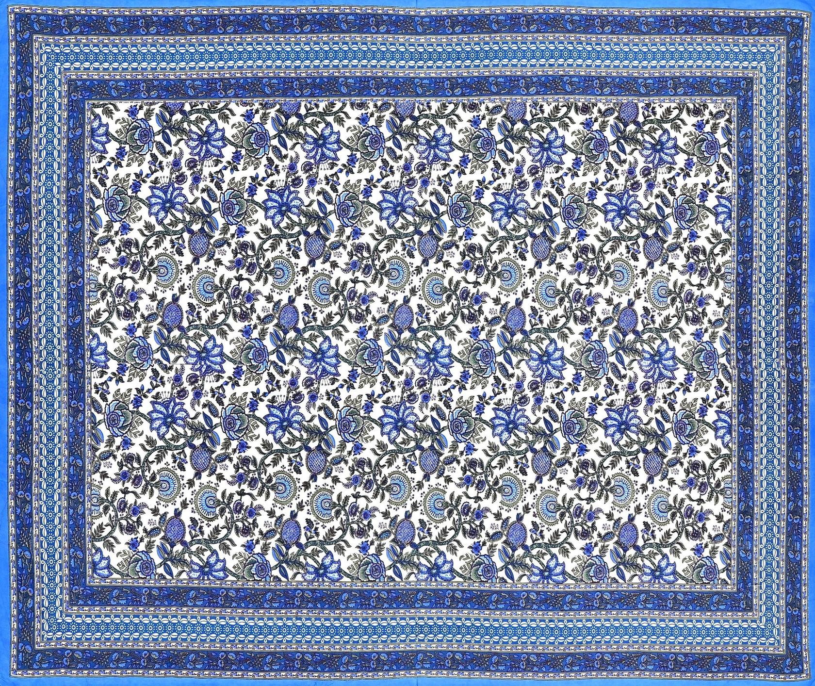 Blue Floral Printed Cotton 200TC Bedsheet With 2 Zipper Pillow Covers - King Size by House of Ree - Distacart