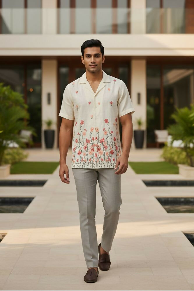 Meadow — Floral Embroidered Linen Shirt by Hilo Design - Dista