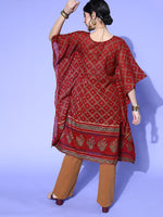 Thumbnail for Indo Era Red Printed Kuftan Kurta - Distacart