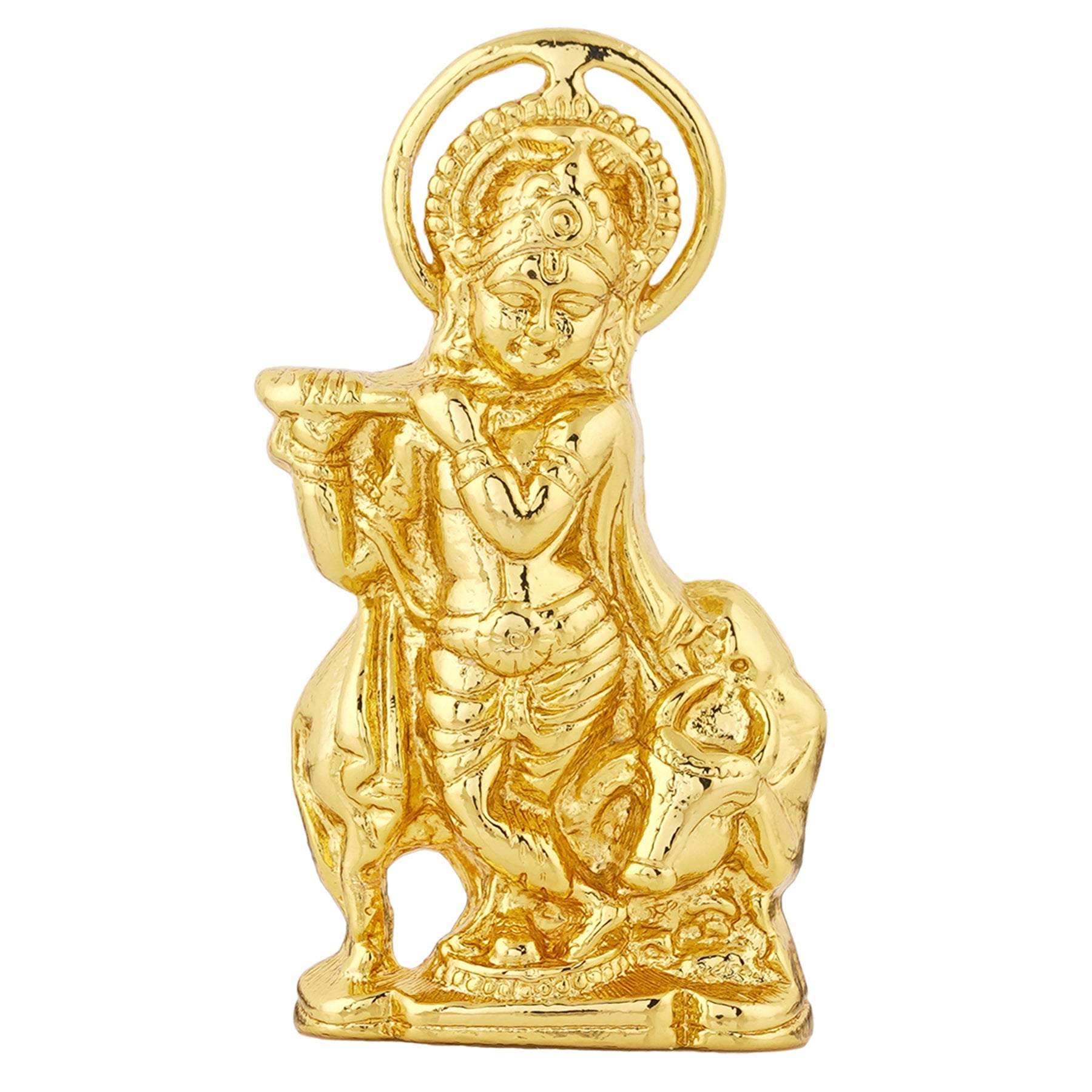 Estele Gold-Polished God of love Sri Krishna Idol with Kamdhenu for Home/Car decor - Distacart
