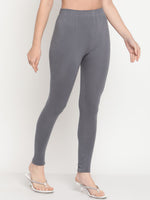 Thumbnail for TAG 7 Women Grey Solid Cotton Ankle-Length Leggings - Distacart