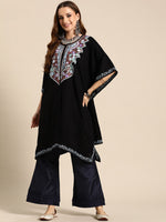 Thumbnail for Sangria Women Floral Yoke Design Flared Sleeves Jacquard Kaftan Kurta - Distacart