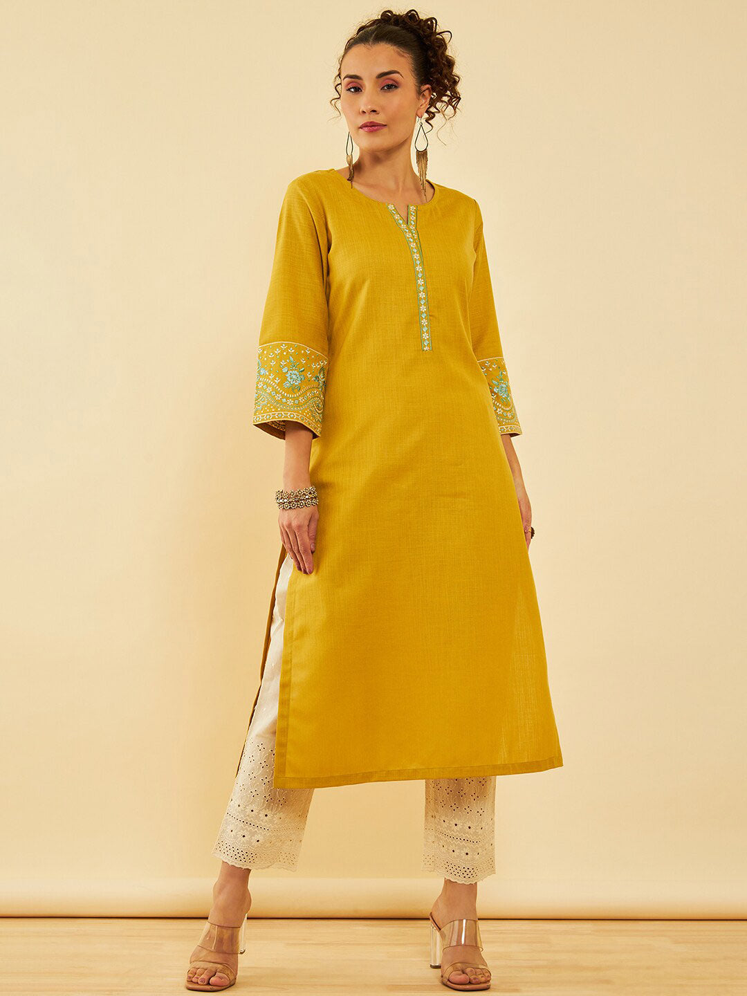 Soch Floral Embroidered Regular Thread Work Kurta with Trousers - Distacart