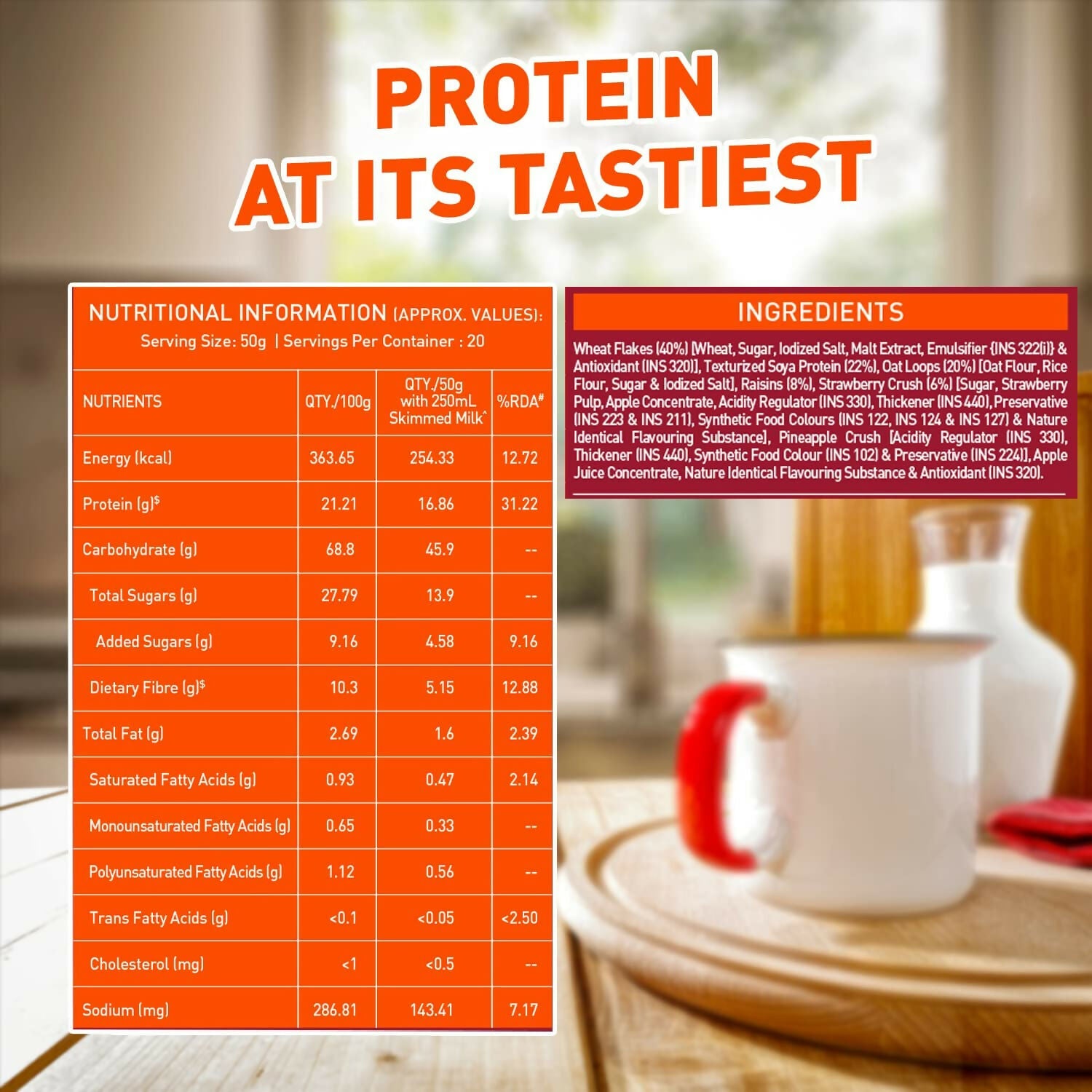 MuscleBlaze 16g High Protein Wheat Cereal - Strawberry Blast - Distacart