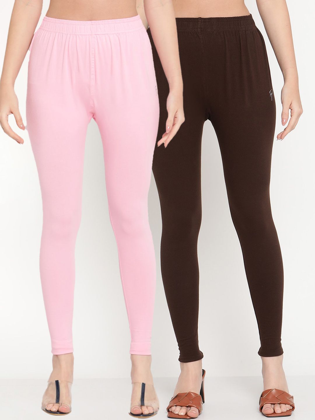 TAG 7 Women Pack Of 2 Solid Comfort-Fit Ankle-Length Leggings - Distacart