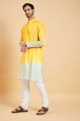 Lahza Yellow Ombre Kurta by Hilo Design - Distacart