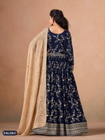 Thumbnail for Anaita Navy Blue Faux Georgette Jacquard Embroidered Work Anarkali Suit - Distacart