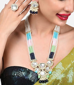 Thumbnail for Jewel City Multicolor Beaded Kundan Mirror Necklace Set | Gold-Plated Traditional Indian Jewelry | Ethnic Wedding Statement Set