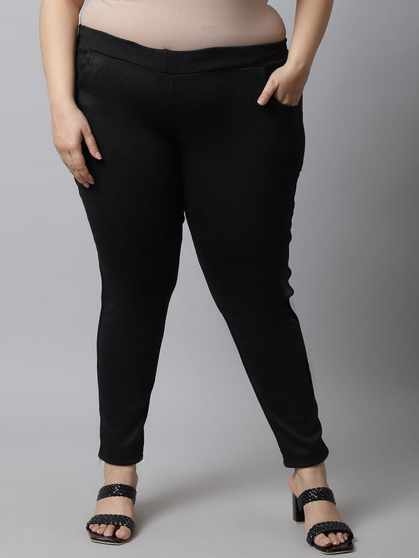 TAG 7 Women Plus Size Black Solid Ankle Length Leggings - Distacart