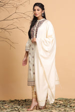 Thumbnail for Juniper Ivory Ethnic Motif Printed Rayon Kurta With Dupatta Set - Distacart