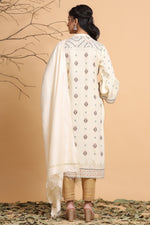 Thumbnail for Juniper Ivory Ethnic Motif Printed Rayon Kurta With Dupatta Set - Distacart