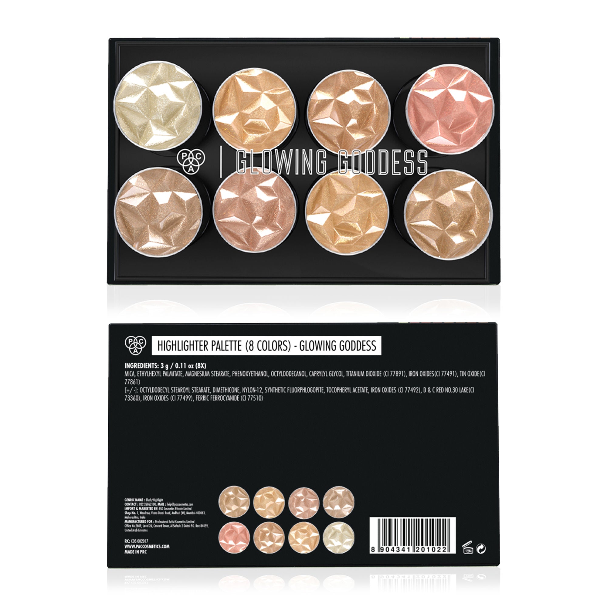 PAC Studio Glowing Goddess Highlighter Palette - Intense Glow, Silky Smooth Micro Pearls, Blends Seamlessly - Distacart