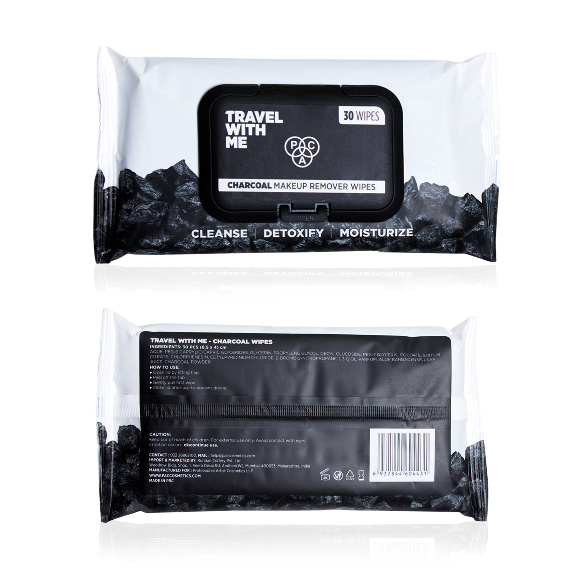 PAC Studio Travel With Me Charcoal Wipes