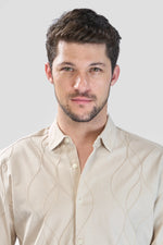 Thumbnail for Xkind Beige Embroidery Full Sleeve Slim Fit Shirt