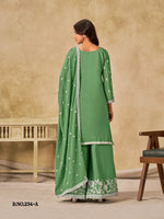 Thumbnail for Anaita Green Heavy Chinon Palazzo Suit With Embroidery Work - Distacart