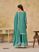 Thumbnail for Anaita Sky Blue Heavy Chinon Palazzo Suit With Embroidery Work - Distacart