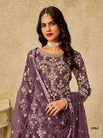 Thumbnail for Anaita Purple Heavy Net Suit With Embroidery Work - Distacart